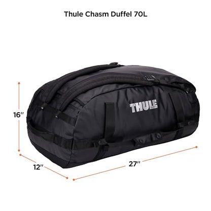 Thule Chasm Duffel bag, Weather-resistant materials, Easy packing, Converts to backpack, Internal pockets, Travel-ready - color: BLACK, size: 70L