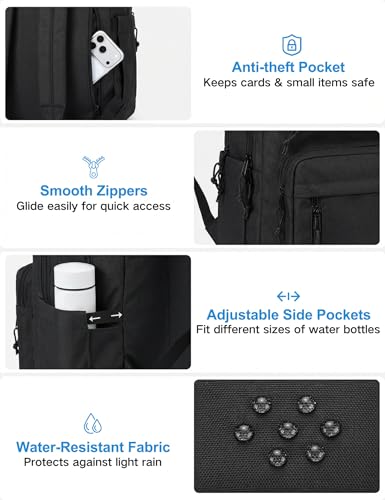 VASCHY School Backpack for Men,Two Compartments Daypack Bookbag Schoolbag for High School Teen Boy Girls/College/Work/Travel Women Black - color: Black
