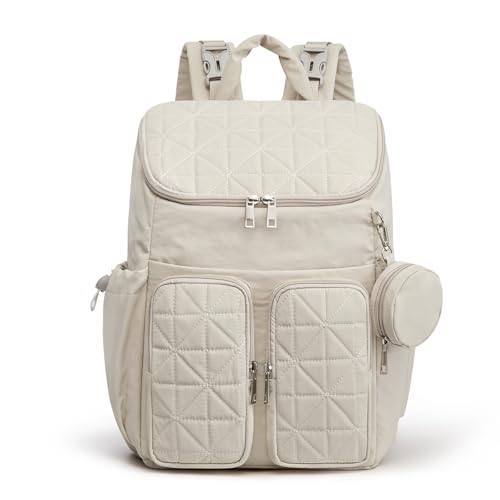 G4Free Diaper Bag Backpack for Moms Dads Travel Baby Bag with Pacifier Case & Insulated Pockets,Beige - color: Beige