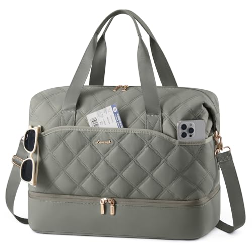 LOVEVOOK Weekender Bags for Women with Shoe Compartment, Lightweight Travel Duffle Bag, Hospital Overnight Bags, Personal Item Carry On Bag for Gym (Sage - Green, 35L - Medium) - color: Sage - Green, size: 35L - Medium