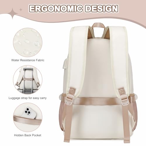 Scothen Backpacks for Girls, Girls Backpack with Lunch Box & Pencil Pouch for Teens Girl Kids Elementary Middle High School College Student Bookbag Daypack Laptop Travel Backpack for Women - color: Khaki