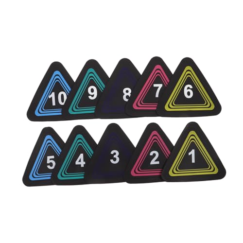 TOYANDONA 10pcs Non-Slip Football Triangle Field Markers with Numbers 1-10, Gym Agility Dots for Basketball Speed Training and Fitness Drills