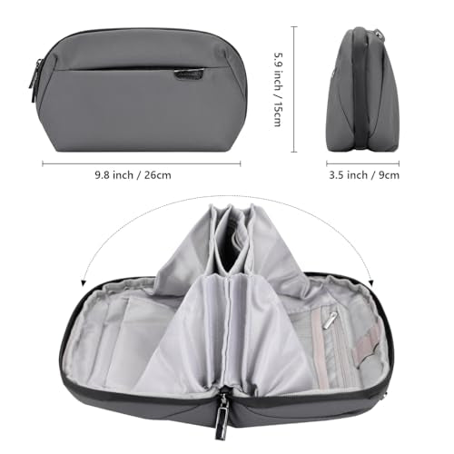 Electronics Cord Organizer Travel Case, Charger Pouch, Tech Accessories Carrying Bag (Dark Grey)