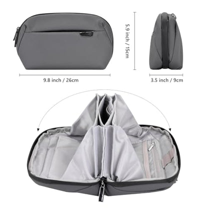 Electronics Cord Organizer Travel Case, Charger Pouch, Tech Accessories Carrying Bag (Dark Grey)