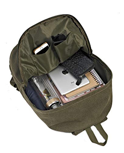 Durable Canvas College Rucksack Laptop Excursion Backpack Travel Notebook School Backpack Bookbag For Men Women Military Green Factory Directly - color: Millitary Green