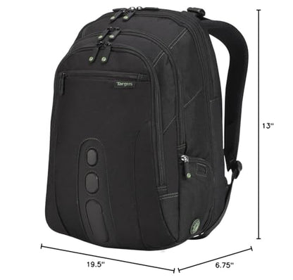 Targus Spruce EcoSmart Travel Laptop Backpack for 17 inch Laptops, TSA-Friendly Carry On Backpack Laptop Bag for Work and Travel, Black (TBB019US) - size: 17 inch
