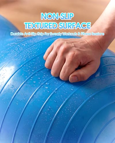 Premium Peanut Ball - 100x50cm Anti-Burst Exercise Ball for Physical Therapy, Pregnancy Labor & Home Fitness Sensory| Non-Slip Design | Quick-Inflate Pump Included - color: blue