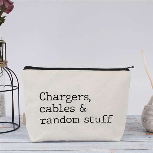 Plugs Cables & Chargers - Makeup Bag for Women Travel - Zipper Cosmetic Storage Bag with Vibrant Designs, Soft Fabric & Multi-Use Functionality (Gift for Birthdays, Graduation, Christmas) (Style B) - style: Style B
