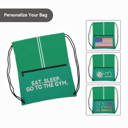 Drawstring Backpack Large Sports Draw String Bag for Women and Men (Green) - color: Two Tone Green