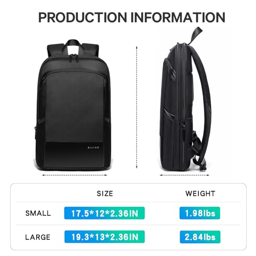 BANGE Slim Laptop Backpacks 17.3inch,Expandable Business Work Backpack for Men and Women (Large