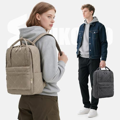 40X30X10 Personal Item Travel Backpack Carry On Luggage Flight Approved Quilted Puffer 14'' Laptop Backpack Daypack - color: Khaki