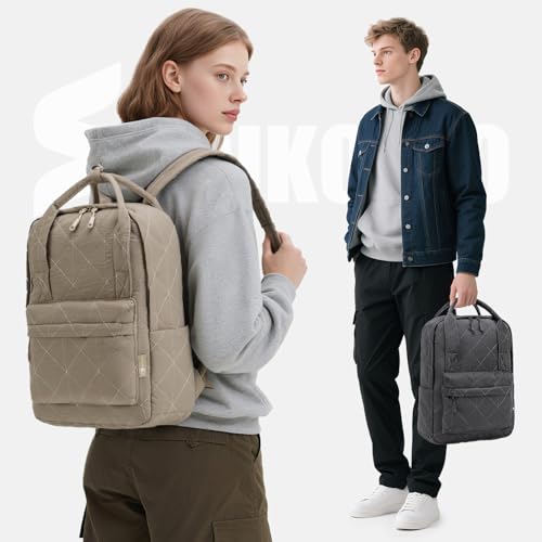 40X30X10 Personal Item Travel Backpack Carry On Luggage Flight Approved Quilted Puffer 14'' Laptop Backpack Daypack - color: Khaki