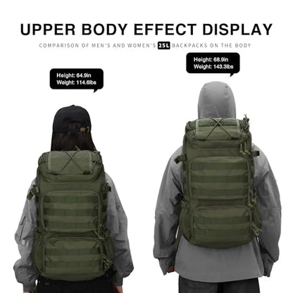 Mardingtop Tactical Backpacks Molle Hiking daypacks for Motorcycle Camping Hiking Military Traveling,25L Backpack - color: Ranger Green