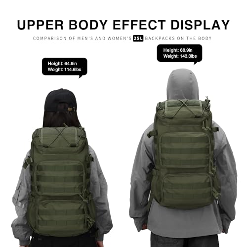 Mardingtop Tactical Backpacks Molle Hiking daypacks for Motorcycle Camping Hiking Military Traveling,25L Backpack - color: Ranger Green