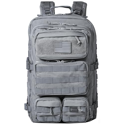 Falko Tactical Backpack for Men and Women 50L Backpack 2.4x Stronger Large Military Molle Rucksack, Bugout Backpack Outdoors - color: Wolf Grey