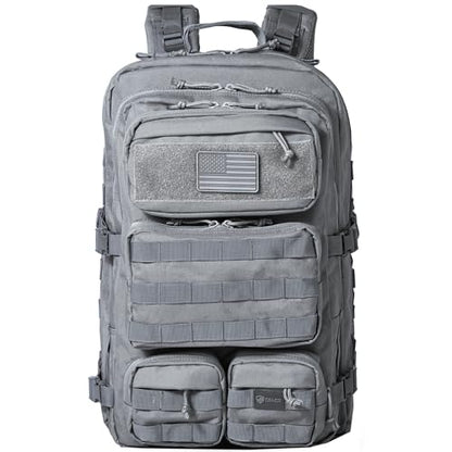 Falko Tactical Backpack for Men and Women 50L Backpack 2.4x Stronger Large Military Molle Rucksack, Bugout Backpack Outdoors - color: Wolf Grey