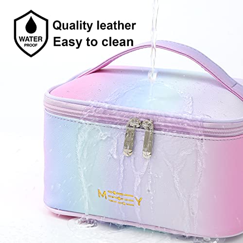 Meiyuuo Makeup Bag Large Cosmetic Bags for Women Girls Cute Travel Zipper Pouch Toiletry Organizer for Beauty Essentials Waterproof (Gradient Rainbow Pink) - color: RAINBOW PINK