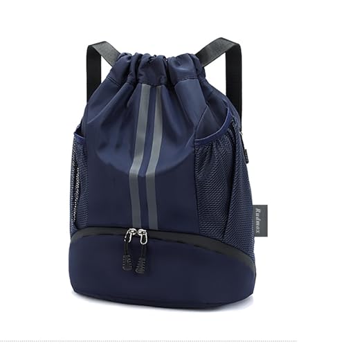 Drawstring Backpack with Shoe Compartment,Water Resistant Sports Gym Bag,String Bag for Men Women,Soccer,Basketball - color: Royal Blue