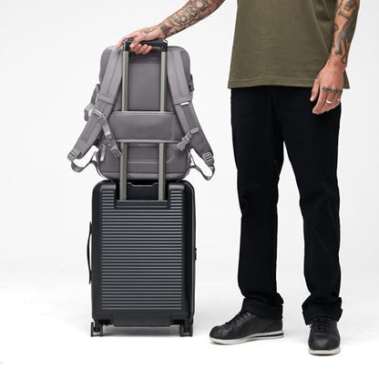 Incase A.R.C. Travel Backpack 38L – Expandable Carry On Luggage, Fits up to 17" Laptop – Butterfly Opening, Quick Access Pocket, Shoe Storage – Airplane Travel Essentials, Weekend Bag – Grey - color: Grey