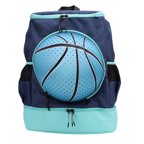 Basketball Backpack with Shoe Compartment, Sports Backpack for Basketball Soccer Volleyball, Independent Ball and Shoe Storage, Oxford Cloth Breathable Design for Athletes - color: Green with Blue, size: Size 4 Ball