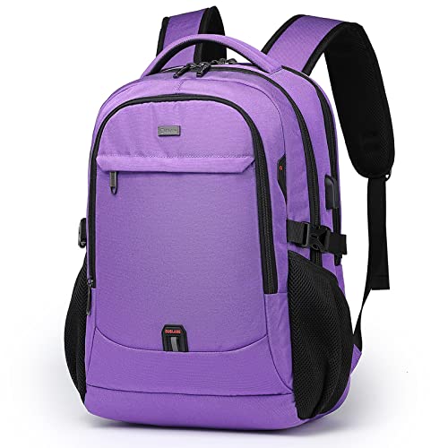 DUSLANG 17 Inch Laptop Backpack for Travel Water Resistant College Backpack for Women Laptop Bag with USB Charging Port Work Backpack,Purple - color: Purple, size: 17 Inch