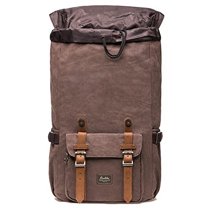 KAUKKO Laptop Backpack Travel Outdoor Weekend Bag Carry on Daypack Stylish and Durable Rucksack Hiking Backpack Fits 15.6"(5-1-coffee2) - color: E5-1canvas Coffee2, size: Large