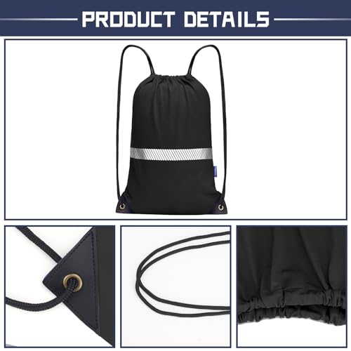 AYKRM Personalized Black Drawstring Backpack Bag work Sackpack logo - color: Black-logo