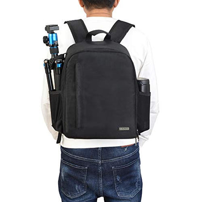 CADeN DSLR SLR Camera Backpack Bag for Mirrorless Cameras/Photographers, Camera Case Water-Repellent Compatible with Nikon Canon Sony Lens Tripod Accessories Photography Men Women (Black, Small)