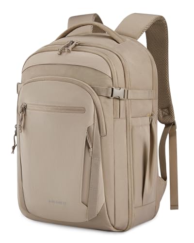 BAGSMART Travel Backpack for Men Women, Carry On Backpack Flight Approved TSA Friendly with USB Charging Hole Lightweight Weekender Bag Casual Daypack 17.3 Inch Laptop Business Work Backpack, Brown - color: Brown