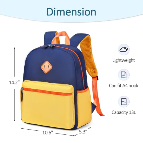 abshoo Toddler Backpack for Boys Preschool Backpacks School Bookbag for Kids 2-6(Navy and Yellow) - color: Navy-yellow