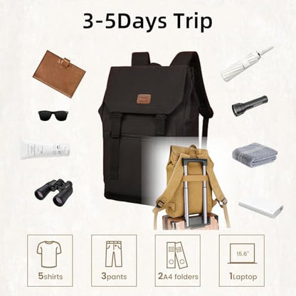 Laptop Backpack Women,Work Backpack Woman Canvas,Commuter Black,Bookbag Fits 17 inch Lapop. - color: Black