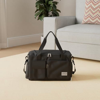 Small Gym Bag for Women, Travel Duffle Bag Carry On Weekender Bag with Shoe Compartment - color: 02#Black, style: Gym Bag&toiletry Bag