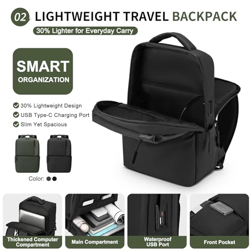 Small 15.6" Laptop Backpack for Men Women Water Resistant Black - color: Black