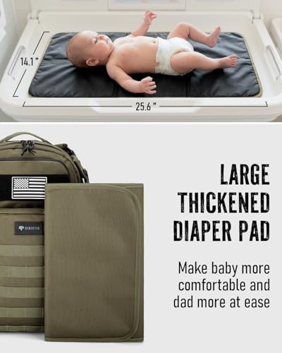 Dinictis Dad Diaper Bag, Mens Diaper Bag Backpack with Diaper Changing Mat, Military Diaper Backpack with Molle Webbing, Waterproof Pouch, Baby Wipes pocket, Insulated Bottle Pockets- Jungle Green - color: Jungle Green