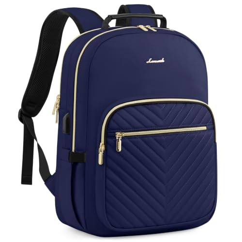 LOVEVOOK Laptop Backpack Purse for Women, Work Business Travel Computer Bags, College Nurse Backpack for Womens, Quilted Casual Daypack with USB Port, Fit 15.6 Inch Laptop, Navy - color: Navy, size: 15.6-Inch