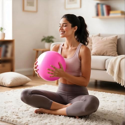 Small Exercise Ball 9 inch Pilates Ball Mini Yoga Ball Anti Burst Balance Physical Therapy Balls - color: Pink
