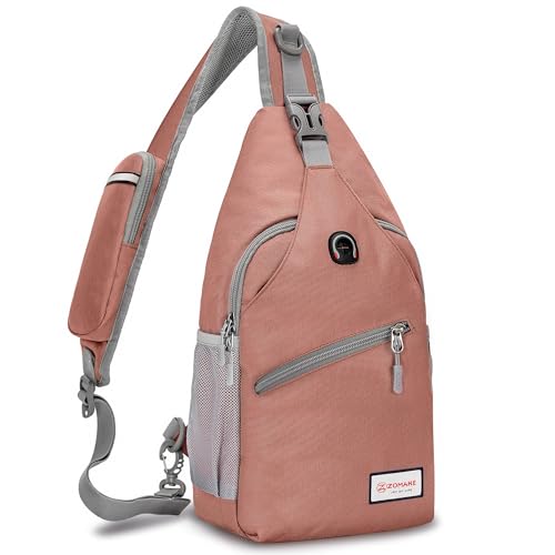 ZOMAKE Sling Bag,Small Crossbody Sling Backpack,Water Resistant Shoulder Daypack for Travel,Anti Thief Chest Bag for Hiking(Pink(New)) - color: Pink(new)
