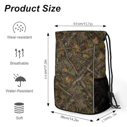 Camo Drawstring Backpack Gym Bag With Shoe Compartment String Bag Sport Beach Swimming Sackpack For Women Men - color: Camo