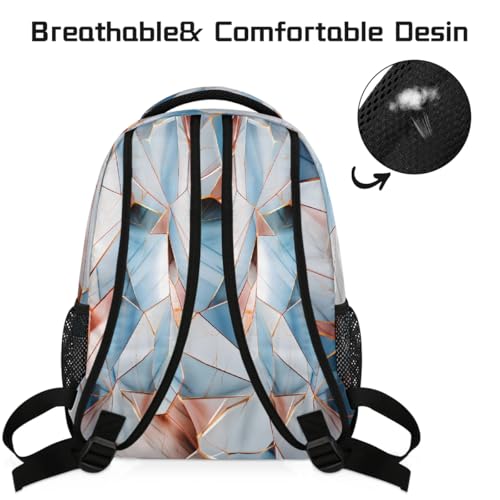 Large Backpack with 15.6 Inch Laptop Compartment, Abstract Blue Pink Marble Geo Adult Backpack for Work, Travel & School College Boys Girls - color: Abstract Blue Pink Marble Geo
