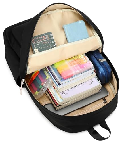 Bluboon School Backpack for Teen Girls Women Laptop Backpack College Bookbags Middle School Travel Work Commuter Back Pack - color: Black 12