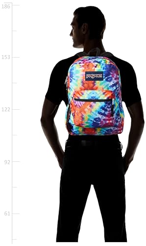 JanSport Cross Town Backpack 17" x 12.5" x 6" - Simple Bag for Everyone with 1 Main Compartment, Front Utility Pocket - Premium Class Accessories - Red Multi Hippie Days - color: Red/Multi Hippie Days