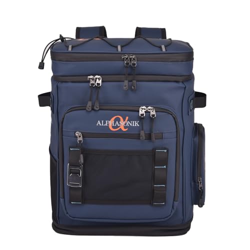 Alphasonik Cooler Backpack 40 Cans Insulated Backpack Cooler for Men & Women, 2 Leak Proof Compartments Coolers Bag for Beach Travel Picnic Hiking BBQ Fishing Outdoor Camping - color: Navy