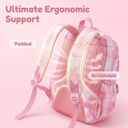 Lovely Kawaii Kids School Backpack For Girls – Splash-Proof Book Bag for Kids & Students, Multi-Pocket Children's School Bag, 17 Inch Pink - color: Pink