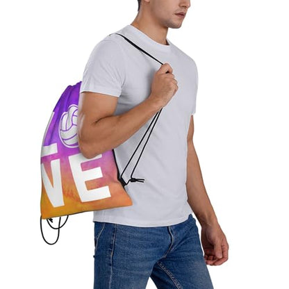 Love Volleyball Unisex Drawstring Backpack Bag Sport Gym Travel Swim Sackpack - color: Love Volleyball1