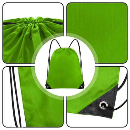 Grneric Drawstring Bags 28 PCS Drawstring Backpack Bulk String Backpack Cinch Bag Sackpack for Men Women Gym (Green) - color: Green