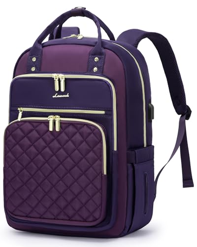 LOVEVOOK Laptop Backpack Purse for Women, 15.6" Laptop Bag for Travel with USB Port, Water Resistant Lightweight Daypacks for College Work Business, Nurse Teacher Computer Backpacks - color: D-blue-purple, size: 15.6-Inch