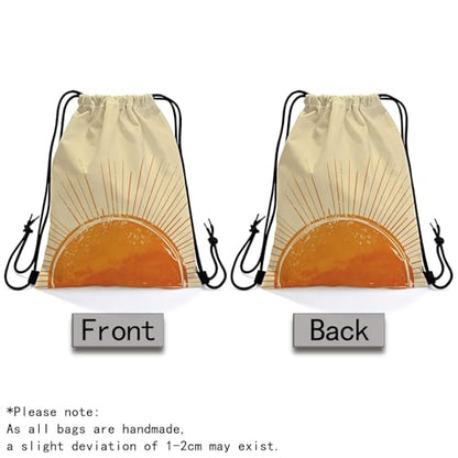 Sunshine Drawstring Backpack with Dual-Sided Print, Adjustable Cord & Inner Zipper Pocket - Reusable Gym Beach Drawstring Bag for Men Women
