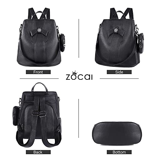 ZOCAI Backpack Purse for Women Fashion Backpack Purses PU Leather Daypacks Anti-Theft Shoulder Bag Satchel Purse - color: Black