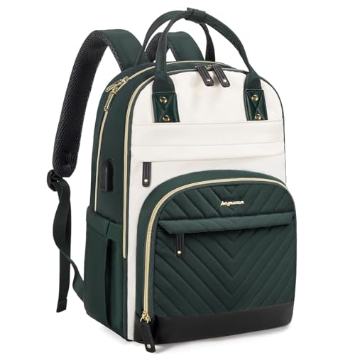Laptop Backpack for Women Work Bag - 15.6 inch Travel Backpack with USB Charger Business Computer Backpacks for Work College Back pack for Teacher Casual Waterproof Bookbag for Nurses Beige Green - color: 8-beige Green, size: 15.6 Inch