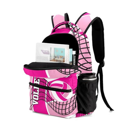 Customized Volleyball Pink Waterproof Backpack with Name for Hiking Camping Picnic - color: Backpack 13